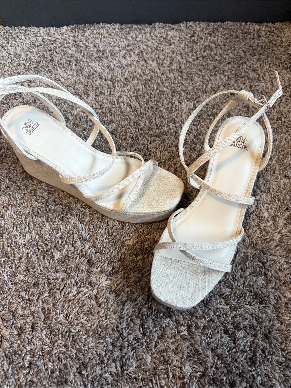 wild fable Metallic Cream Wedge Sandals with Ankle Wrap